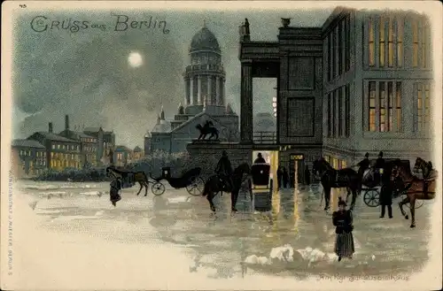 Litho Berlin Mitte, Gendarmenmarkt, Kgl. Schauspielhaus, Nacht