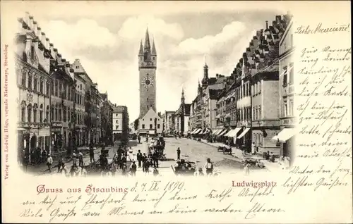 Ak Straubing an der Donau Niederbayern, Ludwigsplatz