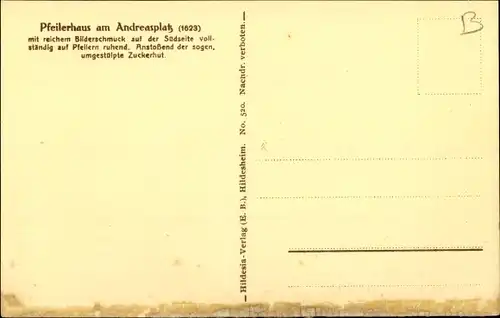 Ak Hildesheim in Niedersachsen, Pfeilerhaus am Andreasplatz