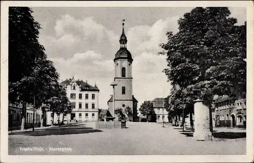 Ak Triptis in Thüringen, Marktplatz mit Rathaus