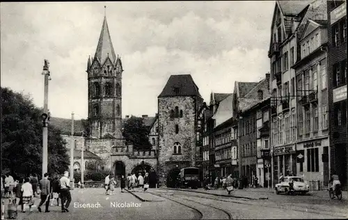 Ak Lutherstadt Eisenach in Thüringen, Kirche, Nicolaitor, Straßenszene, LKW