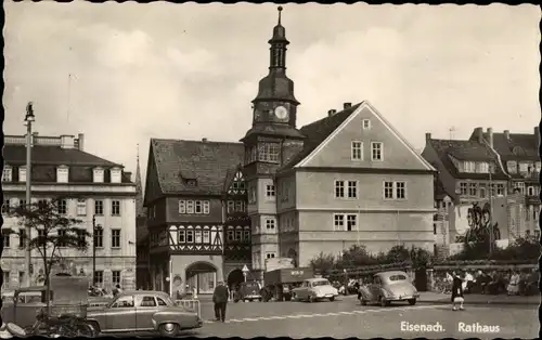 Ak Lutherstadt Eisenach in Thüringen, Straßenpartie, Rathaus