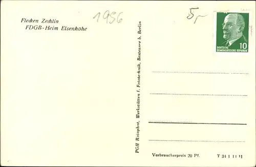 Ak Flecken Zechlin Rheinsberg in der Mark, FDGB-Heim Elsenhöhe