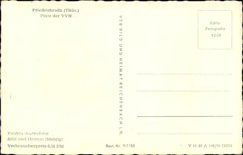 Ak Friedrichroda im Thüringer Wald, Platz der VVN