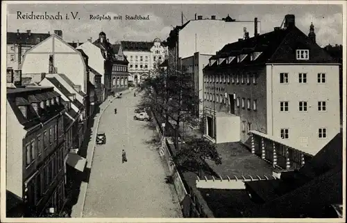 Ak Reichenbach im Vogtland, Rossplatz mit Stadtbad