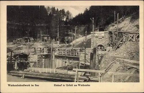 Ak Urfeld am Walchensee Kochel am See, Walchenseekraftwerk im Bau, Einlauf