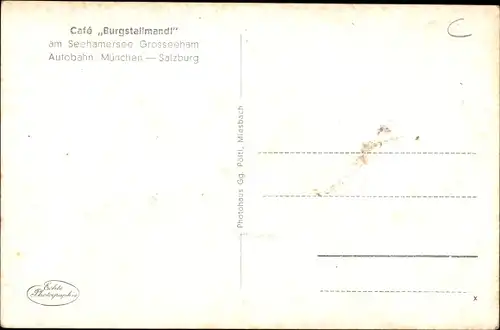 Ak München, Cafe Burgstallmandl am Seehamersee, Autobahn München-Salzburg