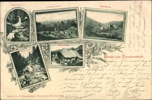 Ak Freudenstadt im Schwarzwald, Alpirsbach, Wohnhaus, Bach, Wald