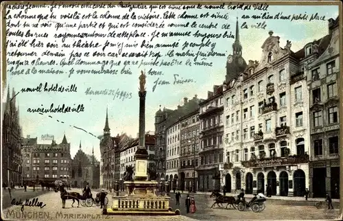 Relief Ak München Bayern, Marienplatz