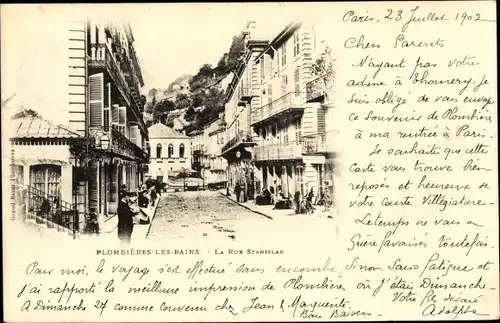 Ak Plombières les Bains Lothringen Vosges, La Rue Stanislas