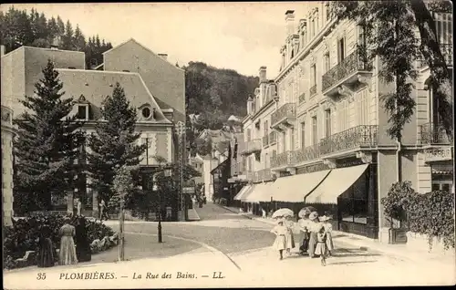 Ak Plombières les Bains Lothringen Vosges, La Rue des Bains