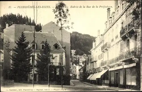 Ak Plombières les Bains Lothringen Vosges, Entree de la Rue de la Prefecture