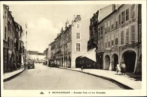 Ak Remiremont Lothringen Vosges, Grande Rue, Les Arcades