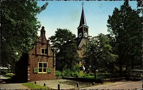 Ak Schoorl Nordholland Niederlande, Ned. Herv. Kerk, Raadhuis