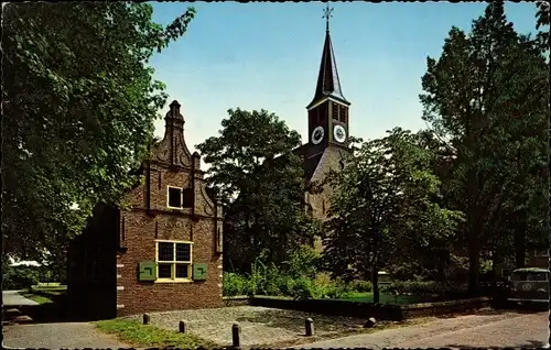 Ak Schoorl Nordholland Niederlande, Ned. Herv. Kerk, Raadhuis