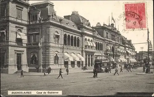 Ak Buenos Aires Argentinien, Casa de Gobierno, Straßenbahn