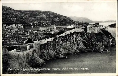 Ak Dubrovnik Kroatien, Fort Lorenzo, Festungsmauer, Meer