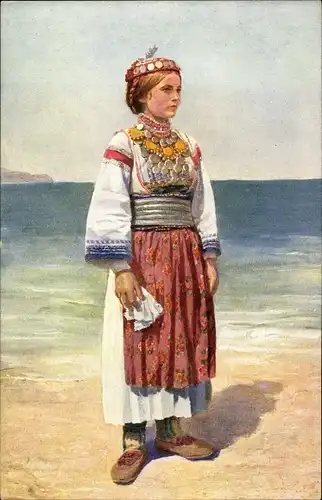 Künstler Ak Kleinmond, L., Frau in kroatischer Tracht