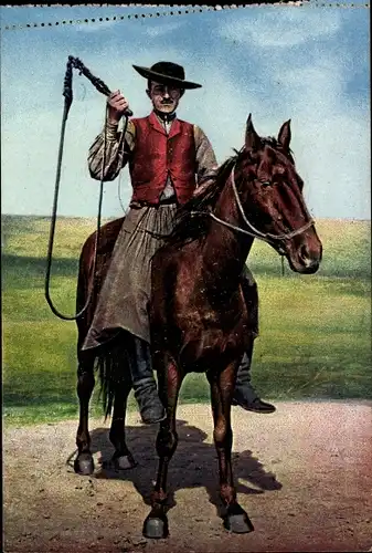 Ak Junger Mann in ungarischer Tracht, Pferd, Bauer