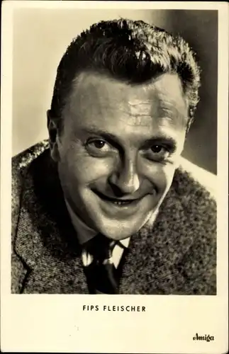 Ak Sänger und Musiker Fips Fleischer, Portrait, Mantel, Krawatte, Amiga