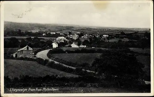 Ak Llwyncelyn Wales, Ortsansicht von Ffyllonfawr aus