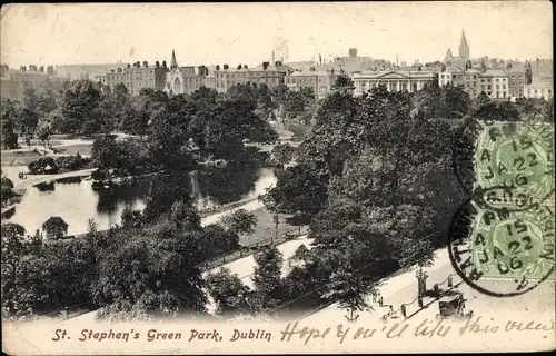 Ak Dublin Irland, St. Stephen&#39;s Green Park