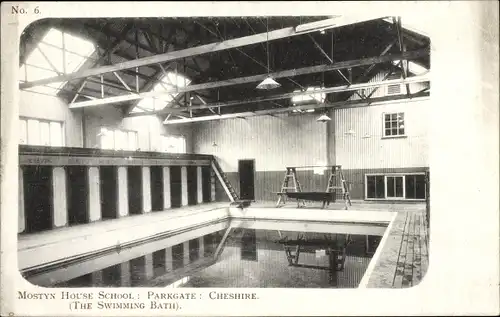 Ak Cheshire England, Mostyn House School, Parkgate, das Schwimmbad
