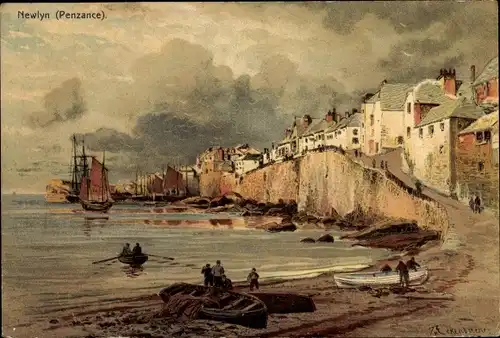 Künstler Ak Eckenbrecher, Newlyn Cornwall England, Penzance, Stadtansicht