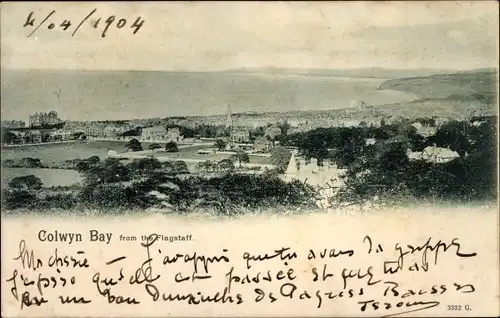 Ak Colwyn Bay Wales, Blick vom Flagstaff