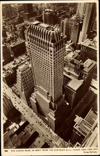 Ak New York City USA, das Chanin Building vom Chrysler Building Tower aus gesehen