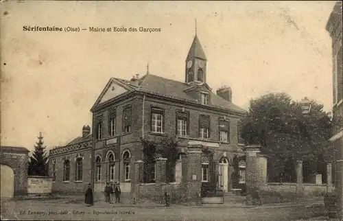 Ak Sérifontaine Oise, Rathaus und Jungenschule