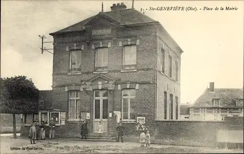 Ak Sainte Geneviève Oise, Rathausplatz