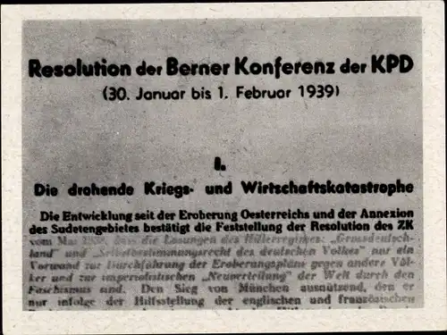 Sammelbild Geschichte der deutschen Arbeiterbewegung Teil III Bild 78, Berner Konferenz d. KPD