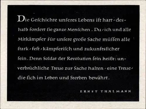 Sammelbild Geschichte der deutschen Arbeiterbewegung Teil III Bild 93, Vermächtnis Ernst Thälmanns