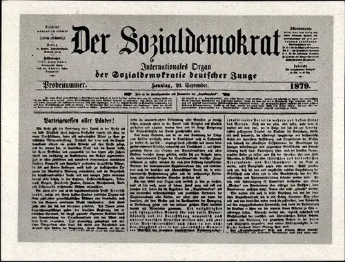 Sammelbild Geschichte der deutschen Arbeiterbewegung Teil II Bild 19, Zeitung Der Sozialdemokrat