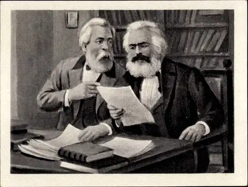 Sammelbild Geschichte der deutschen Arbeiterbewegung Teil II Bild 13, Marx und Engels