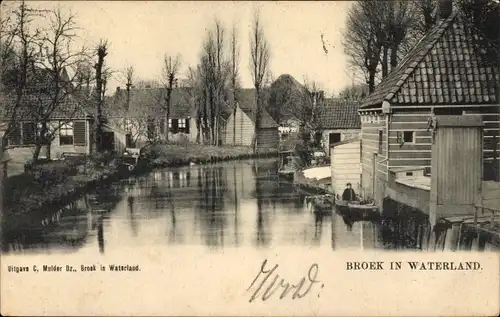 Ak Broek in Waterland Nordholland Niederlande, Häuser am Wasser