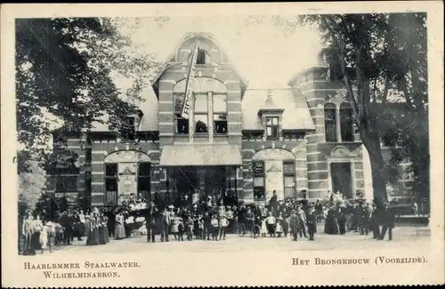 Ak Haarlem Nordholland Niederlande, Haarlemmer Staalwater Wilhelminabron, Het Brongebouw