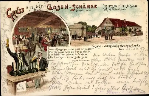 Litho Eutritzsch Leipzig in Sachsen, Gosenschänke, Studenten, G. Pfotenhauer