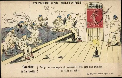 Ak Expressions Militaires, Schlafend an der Loge