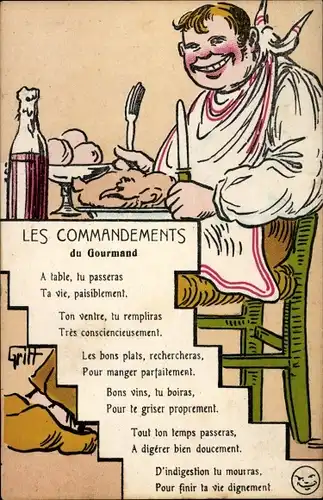 Künstler Ak Griff, The Commandments of the Gourmand