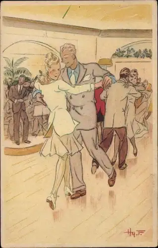 Künstler Ak Tanzende Paare