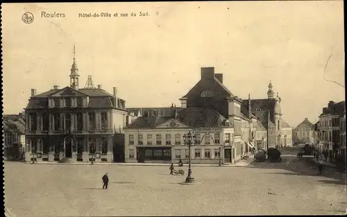 Ak Roeselare Roeselare Westflandern, Rathaus und Südstraße