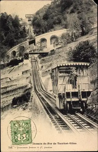 Ak Glion Montreux Kanton Waadt, Chemin de Fer de Territet Glion, Standseilbahn