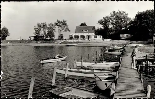 Ak Hoophuizen Hulshorst Gelderland, Bad Hoophuizen, Strand en Restaurant