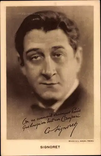 Ak Schauspieler Signoret, Portrait, Autogramm