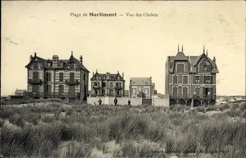 Ak Merlimont Pas de Calais, Plage, Vue des Chalets