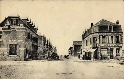 Ak Merlimont Pas de Calais, Stadtpartie, Cafe-Restaurant