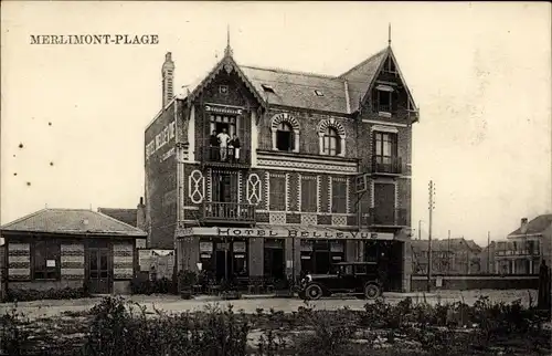 Ak Merlimont Pas de Calais, Plage, Hotel Bellevue
