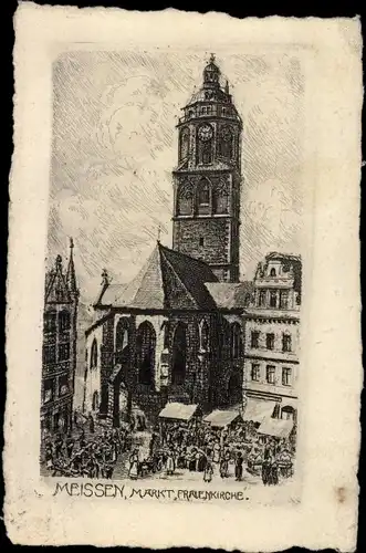 Ak Meißen an der Elbe, Markt, Frauenkirche